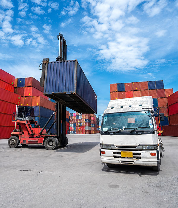 Global freight coordinators reviewing an air, sea and rail routing plan